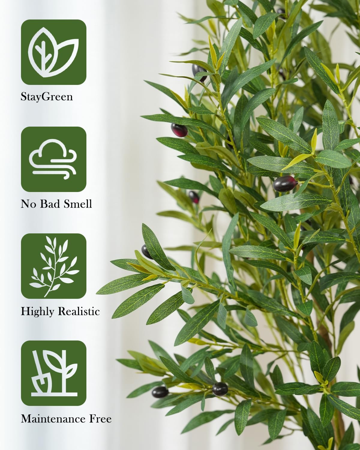 Olive Tree 7FT Fake Tree Faux Plants Indoor with Pot Artificial Tree Nearly Natural Olive Branches and Fruits for Living Room Home Office Decorations