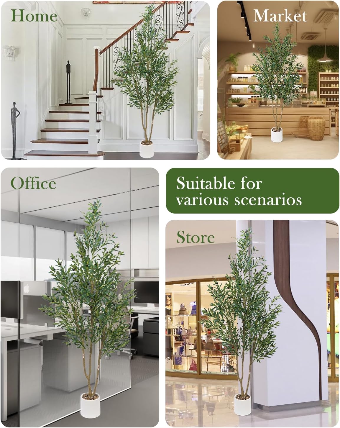 Olive Tree 7FT Fake Tree Faux Plants Indoor with Pot Artificial Tree Nearly Natural Olive Branches and Fruits for Living Room Home Office Decorations