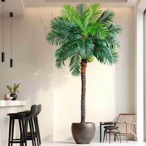 Erimda 30-Year Factory Faux Coconut Tree - 9.1FT Faux Palm Tree Realistic Thick Trunk & Heavy Duty Leaves, Hand-Carved Bark Texture, Indoor Tropical...